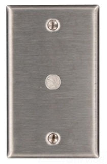 Leviton Non-Decora Wall Plate, 1-Gang, 0.406 Inch Dia Hole Telephone/Cable Outlet, Standard, 302 Stainless Steel - Non-Magnetic Stainless Steel - Smooth, Brushed