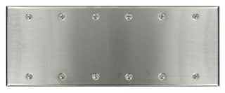 Leviton Blank Wall Plate, 6-Gang, Standard, 302 Stainless Steel - Non-Magnetic Stainless Steel - Smooth, Brushed