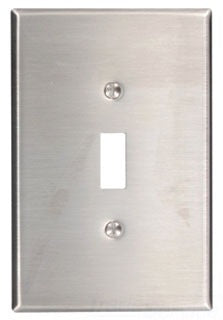 Leviton Non-Decora Wall Plate, 1-Gang, Toggle Switch, Oversize, 302 Stainless Steel - Non-Magnetic Stainless Steel - Smooth