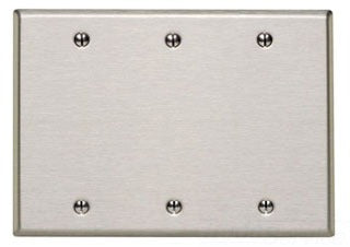 Leviton Blank Wall Plate, 3-Gang, Oversize, 302 Stainless Steel - Non-Magnetic Stainless Steel - Smooth