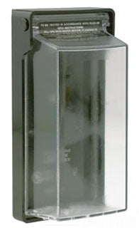 Leviton Weatherproof Electrical Box, 3.93 Inch H, GFCI Plug w/ Self-Closing Lid - Clear/Black