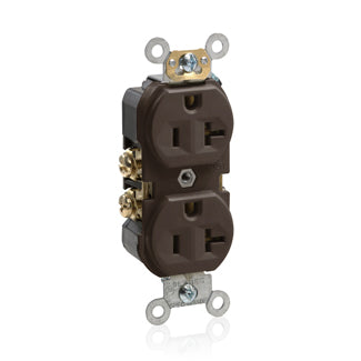 Leviton Electrical Outlet, 20A 125V Duplex Commercial Receptacle Self-Grounding - Brown