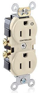 Leviton Duplex Outlet, Straight Blade Receptacle, 5-15R, 125V, 15A, 2P3W, Impact Resistant, Grounding, Side Wired, Industrial/Specification Grade - Ivory