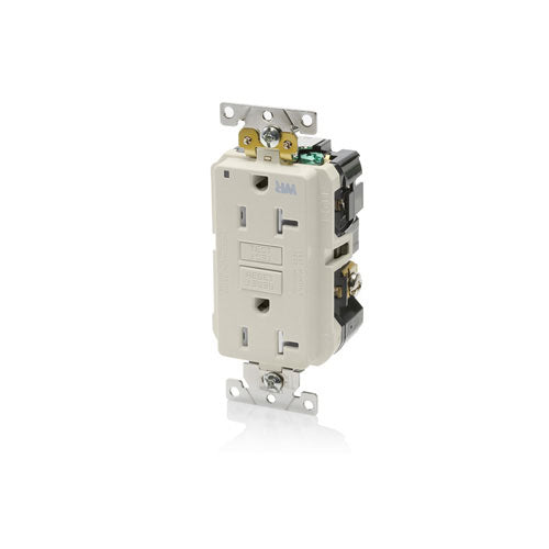 Leviton GFCI Outlet, 20A, 125V, SmartLock Pro Extra-Heavy Duty Industrial Grade, Weather & Tamper-Resistant - Light Almond