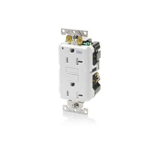 Leviton GFCI Outlet, 20A, 125V, SmartLock Pro Extra-Heavy Duty Industrial Grade, Weather & Tamper-Resistant - White