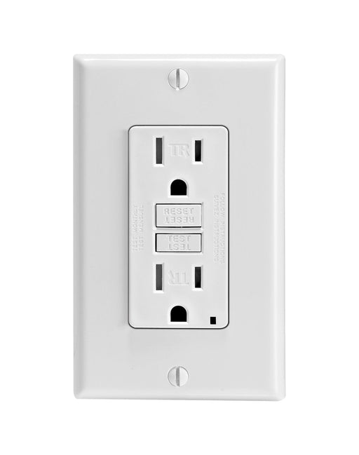 Leviton GFCI Outlet, 15A, 125V, SmartLock Pro, Tamper-Resistant, Nylon Wall Plate - White