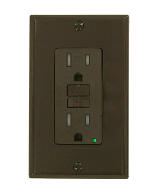 Leviton GFCI Outlet, 15A, 125V, SmartLock Pro, Tamper-Resistant, Nylon Wall Plate - Brown