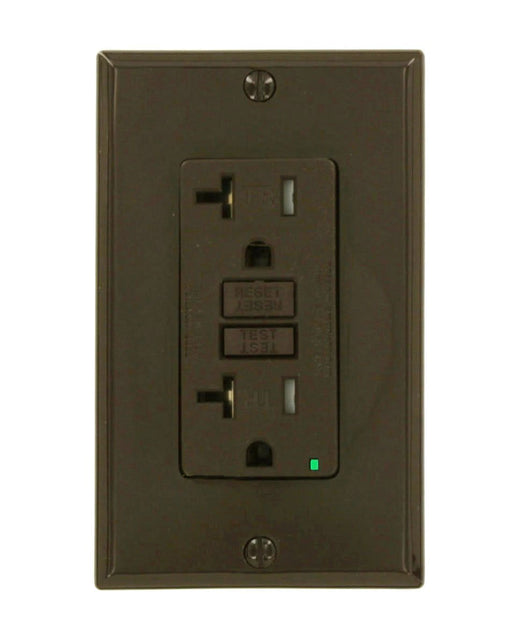 Leviton GFCI Outlet, 20A, 125V, SmartLock Pro Slim, Tamper-Resistant, Nylon Wall Plate - Brown
