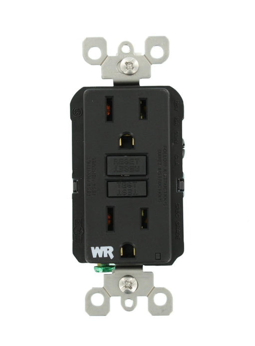 Leviton GFCI Outlet, 15A, 125V, SmartLock Pro Slim, Weather-Resistant, w/o Wall Plate - Black