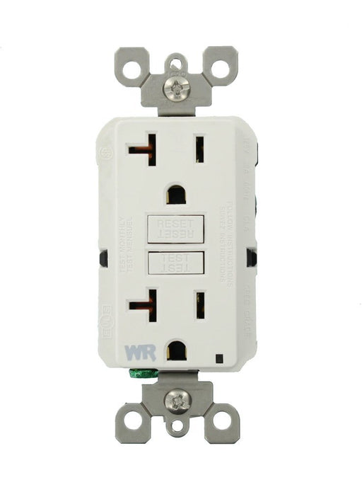 Leviton GFCI Outlet, 20A, 125V, SmartLock Pro Slim, Weather-Resistant, w/o Wall Plate - White