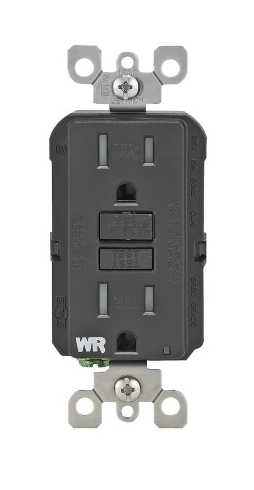 Leviton GFCI Outlet, 15A, 125V, SmartLock Pro Slim, Weather & Tamper-Resistant, w/o Wall Plate - Black