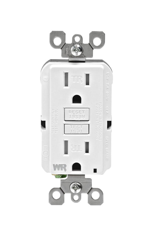 Leviton GFCI Outlet, 15A, 125V, SmartLock Pro Slim, Weather & Tamper-Resistant, w/o Wall Plate - White