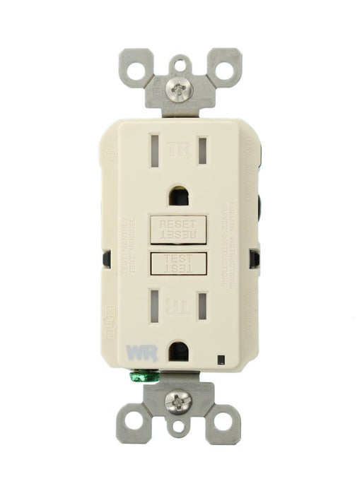 Leviton GFCI Outlet, 15A, 125V, SmartLock Pro Slim, Weather & Tamper-Resistant, w/o Wall Plate - Light Almond