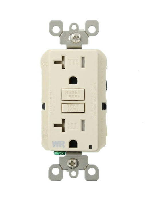 Leviton GFCI Outlet, 20A, 125V, SmartLock Pro Slim, Weather & Tamper-Resistant, w/o Wall Plate - Light Almond