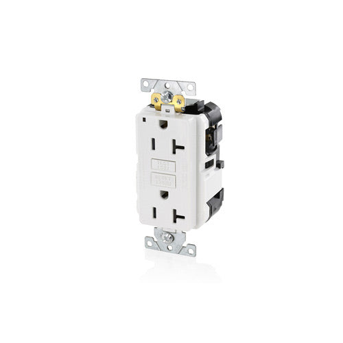 Leviton GFCI Outlet, 20A, 125V, SmartLock Pro Slim, Lev-Lok Industrial Grade, Modular Terminals - White