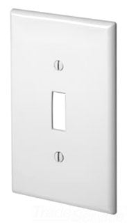Leviton Non-Decora Wall Plate, 1-Gang, Toggle Switch, Midway, Thermoplastic/Nylon - White - Smooth