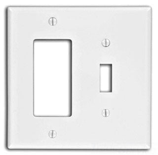 Leviton Specialty Wall Plate, 2-Gang, 1 Decora/GFCI, 1 Toggle Switch, Midway - White - Smooth