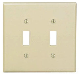 Leviton Non-Decora Wall Plate, 2-Gang, Toggle Switch, Midway, Thermoplastic/Nylon - Gray - Smooth