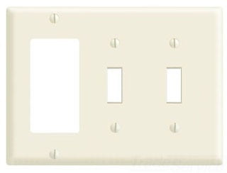 Leviton Specialty Wall Plate, 3-Gang, 1 Decora/GFCI, 2 Toggle Switch, Midway - Light Almond - Smooth