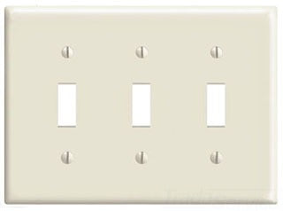 Leviton Non-Decora Wall Plate, 3-Gang, Toggle Switch, Midway, Thermoplastic/Nylon - Light Almond - Smooth