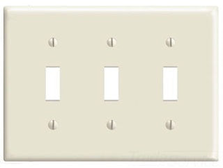 Leviton Non-Decora Wall Plate, 3-Gang, Toggle Switch, Midway, Thermoplastic/Nylon - White - Smooth
