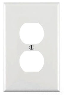 Leviton Non-Decora Wall Plate, 1-Gang, Duplex Receptacle, Midway, Thermoplastic/Nylon - White - Smooth