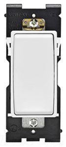 Leviton Rocker Switch, 15A 120/277V, 1-Pole - White on White