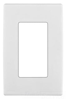 Leviton Non-Decora Wall Plate, 1-Gang, Screwless, Snap-On, Engineering Grade Polymer - White on White