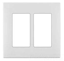 Leviton Non-Decora Wall Plate, 2-Gang, Screwless, Snap-On, Engineering Grade Polymer - White on White