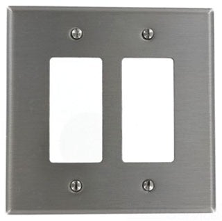 Leviton Decora Wall Plate, 2-Gang, Oversize, 302 Stainless Steel - Non-Magnetic Stainless Steel