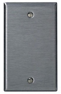 Leviton Blank Wall Plate, 1-Gang, 302 Stainless Steel, Midway - Non-Magnetic Stainless Steel