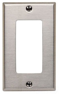 Leviton Decora Wall Plate, 1-Gang, Midway, 302 Stainless Steel - Stainless Steel