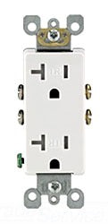 Leviton Duplex Outlet, Straight Blade Receptacle, 5-20R, 125V, 20A, 2P3W, Tamper Resistant, Grounding, Side Wired, Residential Grade - Gray