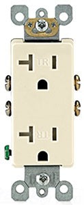 Leviton Duplex Outlet, Straight Blade Receptacle, 5-20R, 125V, 20A, 2P3W, Tamper Resistant, Grounding, Side Wired, Residential Grade - Light Almond