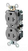 Leviton Duplex Outlet, Straight Blade Receptacle, 5-20R, 125V, 20A, 2P3W, Impact & Tamper Resistant, Grounding, Back & Side Wired, Commercial Grade - Gray