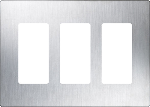 Lutron Electrical Wall Plate, Claro Decorator Screwless, 3-Gang - Stainless Steel