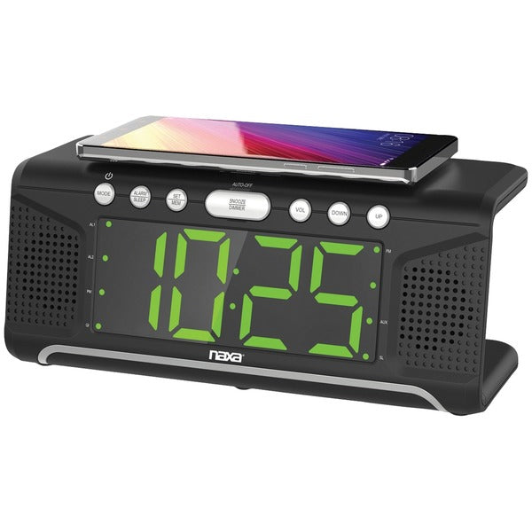 NAXA(R) NRC-190 Naxa NRC-190 Dual Alarm Clock with Qi Wireless Charging (1.8" Jumbo Display)