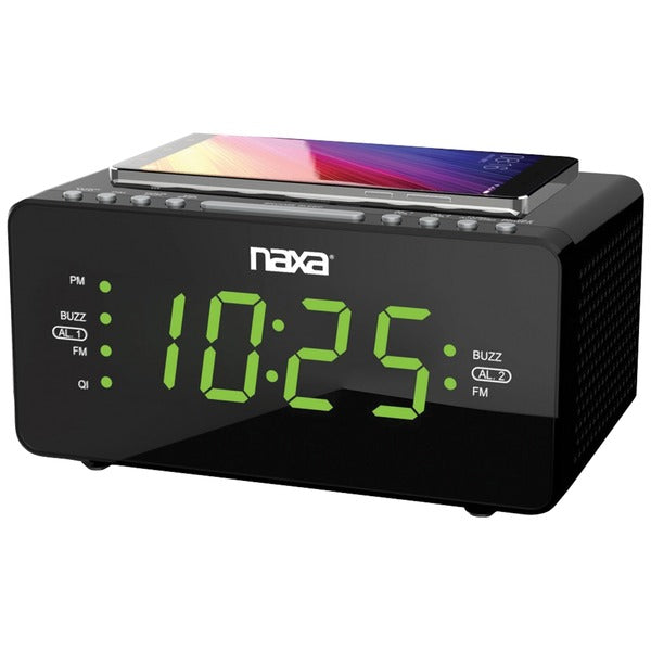NAXA(R) NRC-191 Naxa NRC-191 Dual Alarm Clock with Qi Wireless Charging (1.2" Large Display)