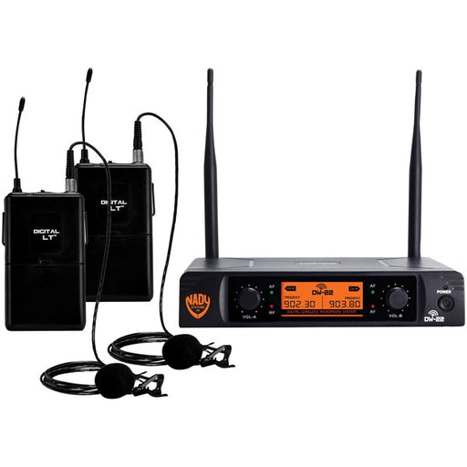 NADY(R) DW-22-LT-ANY Dual-Transmitter Digital Wireless Microphone System (2 Digital LT(TM) LM-14/O lapel microphones)