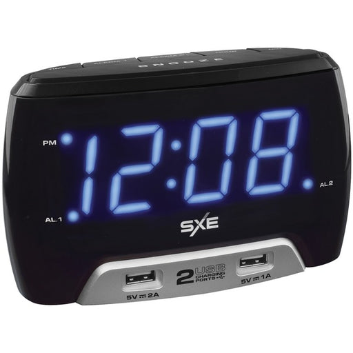 SXE SXE86046 SXE86046 Digital Alarm Clock with 2 USB Fast-Charging Ports