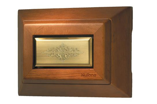 Nutone Chime Kit, Americana Wireless Doorbell w/Pushbutton - Wood & Brass