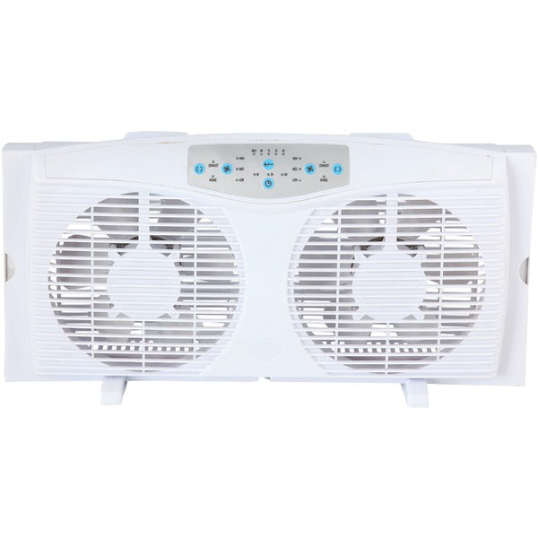 OPTIMUS F-5286 Optimus F-5286 8" Reversible Twin Window Fan with Thermostat
