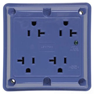 Pass & Seymour 420BLSP Surge Protective Receptacle, TVSS Quad, 125 VAC, 20A, 2-Pole, 3-Wire, 5-20R, Specification Grade - Blue