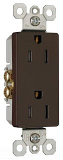 Pass & Seymour Tamper Resistant Duplex Outlet, Straight Blade Receptacle, 125 VAC 15A, 5-15R, 2-Pole, 3-Wire, Self Grounding, Residential Grade - Brown