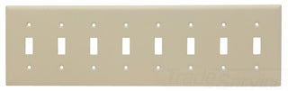 Pass & Seymour SS602I Non-Decora Wall Plate, (8) Toggle Switch, Standard, 0.032 Inch Thk 302/304 Stainless Steel, Smooth - Ivory