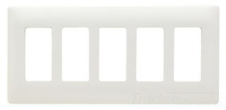 Pass & Seymour SW265W Standard Wall Plate, Straight, Curved, Molding, (5) Decorator, 5-Gang, 0.042 Steel - White