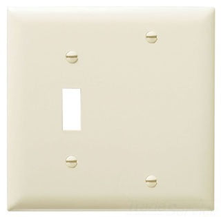 Pass & Seymour TP113LA 200-Pack Combination Wall Plate, (1) Blank, (1) Toggle Switch, 2-Gang, Standard - Light Almond