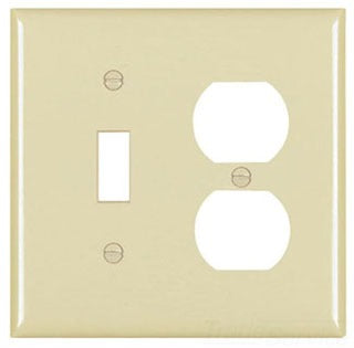 Pass & Seymour 200-Pack Combination Wall Plate, (1) Duplex Receptacle, (1) Toggle Switch, 2-Gang, 4.75 Inch W x 4.6875 Inch H - Ivory