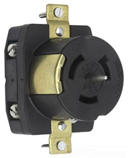 Pass & Seymour CS6370 Single Outlet, Locking Device Receptacle, 125 VAC, 50A, 2-Pole, 3-Wire, Non-NEMA Locking, Impact Resistant, Grounding
