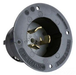 Pass & Seymour CS6377 Locking Device Flanged Inlet, 125 V, 50A, 3-Wire, Polarized, Non-NEMA Locking, Grounding